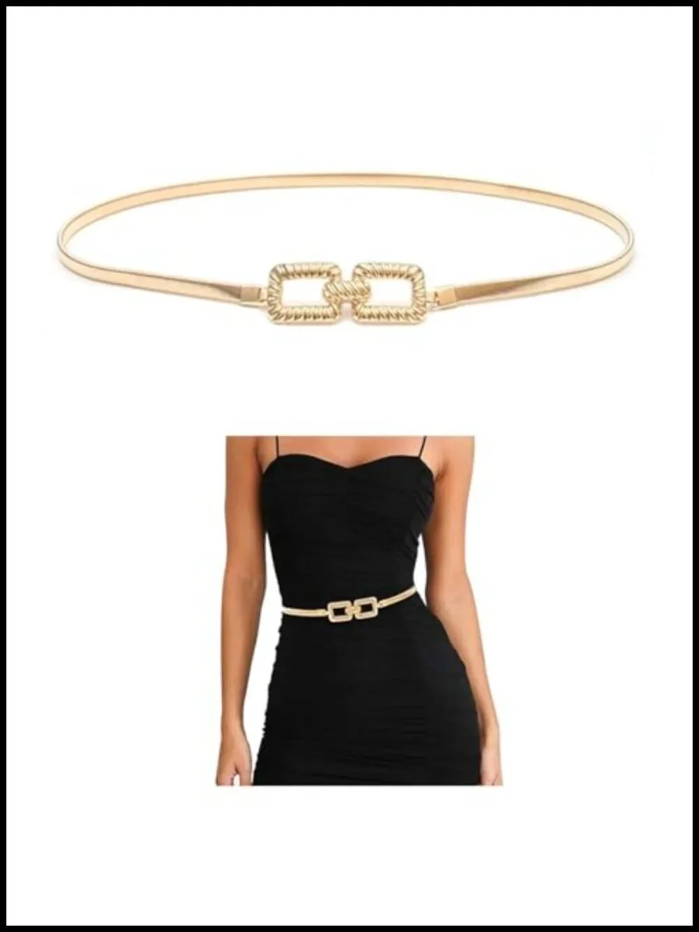 Women's Metal Stretch Skinny Waist Belt with Knot Buckle